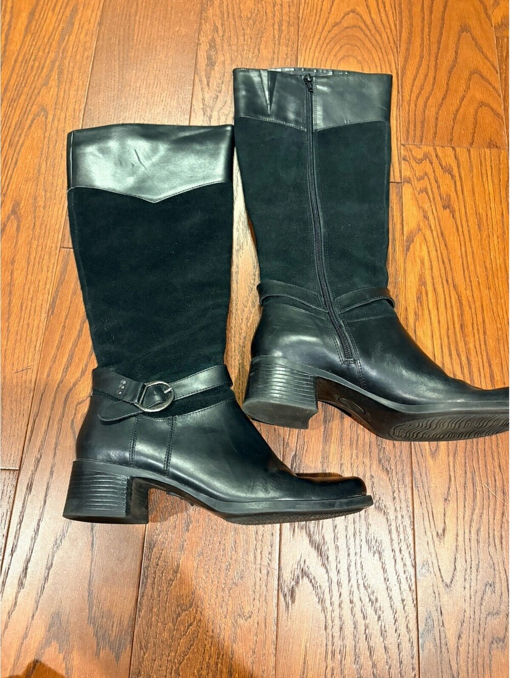 Covington Evelyn Black Suede Leather Knee High Riding Boots Shoes size 8.5M